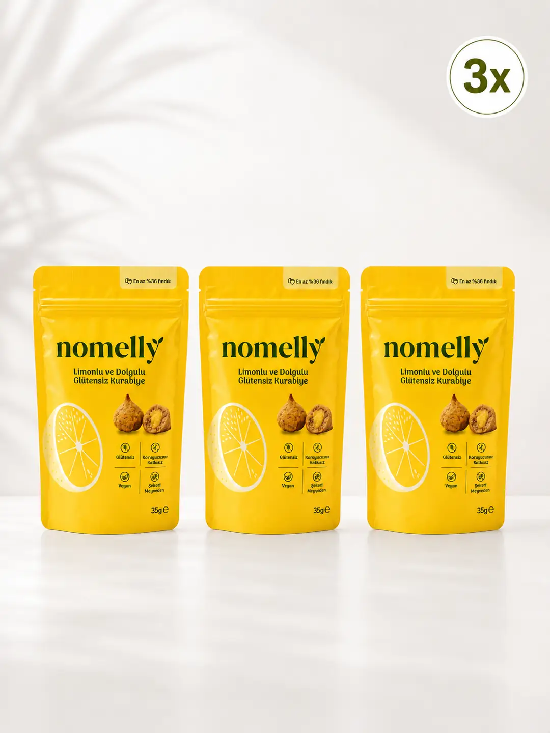 3'lü Limonlu ve Dolgulu Glütensiz Kurabiye
