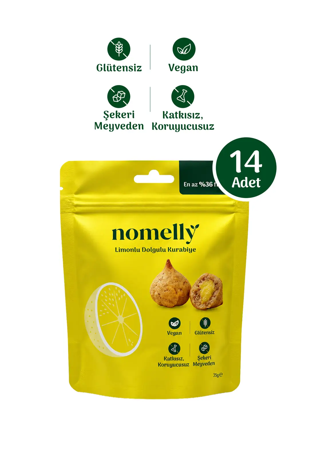 14'lü Limonlu ve Dolgulu Glütensiz Kurabiye